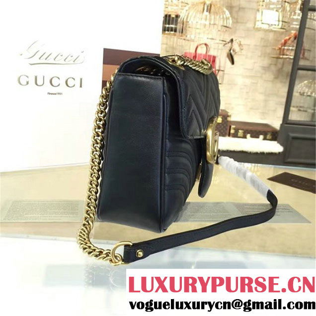 Gucci Marmont Matelassé Large Shoulder Bag Original Leather Fall Winter 2016 Collection Black