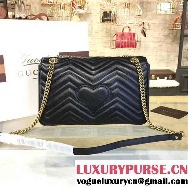 Gucci Marmont Matelassé Large Shoulder Bag Original Leather Fall Winter 2016 Collection Black