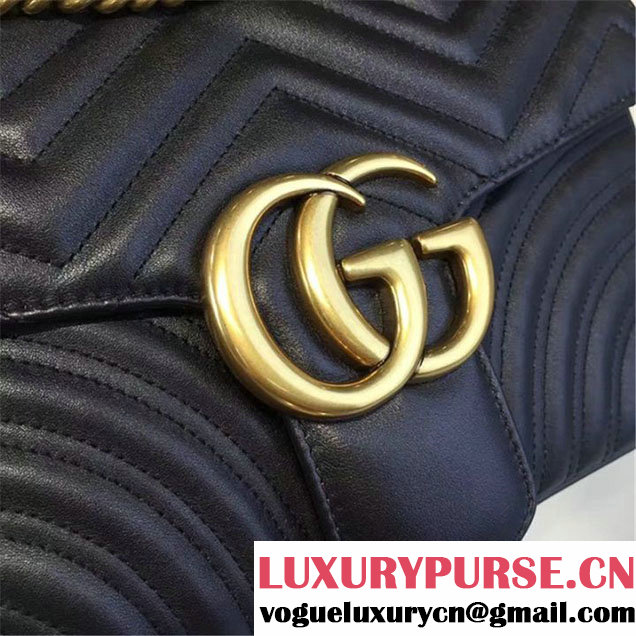 Gucci Marmont Matelassé Large Shoulder Bag Original Leather Fall Winter 2016 Collection Black