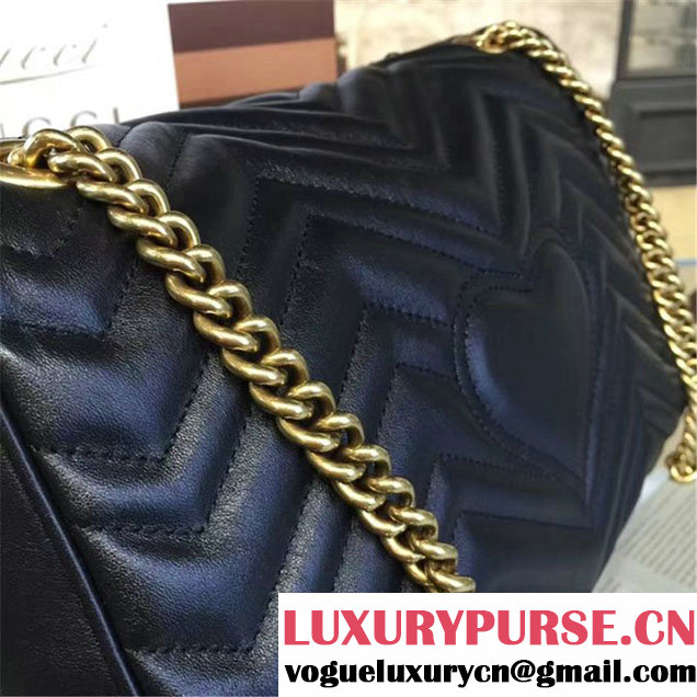 Gucci Marmont Matelassé Large Shoulder Bag Original Leather Fall Winter 2016 Collection Black