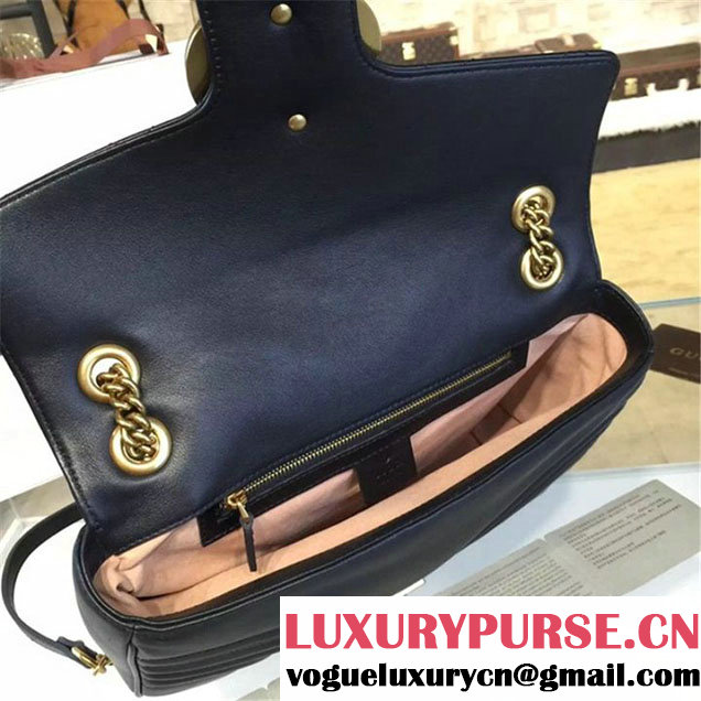 Gucci Marmont Matelassé Large Shoulder Bag Original Leather Fall Winter 2016 Collection Black