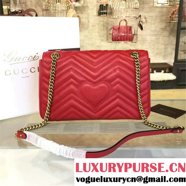 Gucci Marmont Matelassé Large Shoulder Bag Original Leather Fall Winter 2016 Collection Red