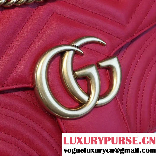 Gucci Marmont Matelassé Large Shoulder Bag Original Leather Fall Winter 2016 Collection Red