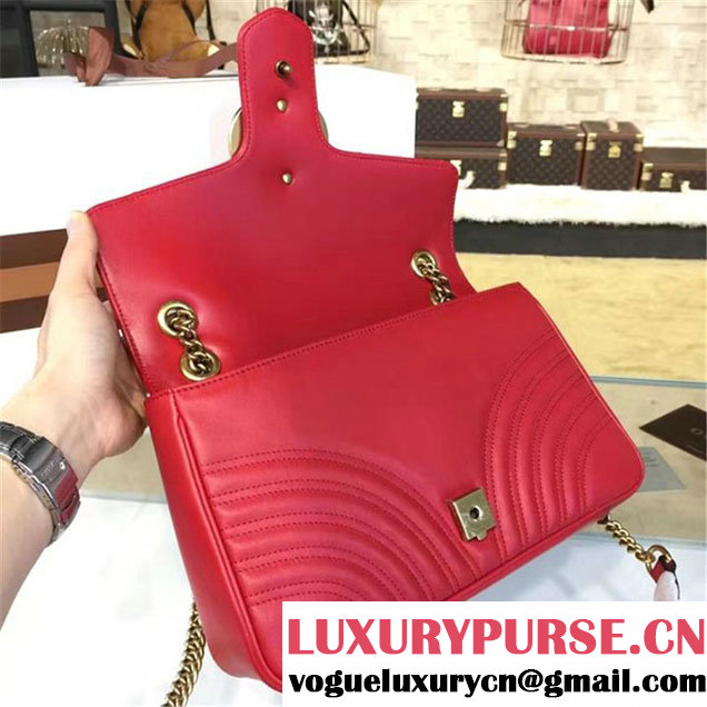 Gucci Marmont Matelassé Large Shoulder Bag Original Leather Fall Winter 2016 Collection Red