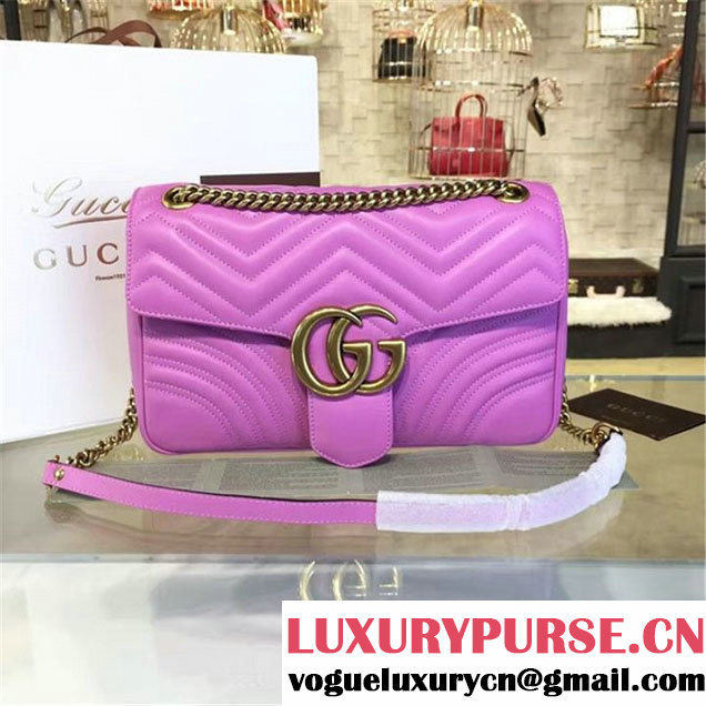 Gucci Marmont Matelassé Large Shoulder Bag Original Leather Fall Winter 2016 Collection Pink