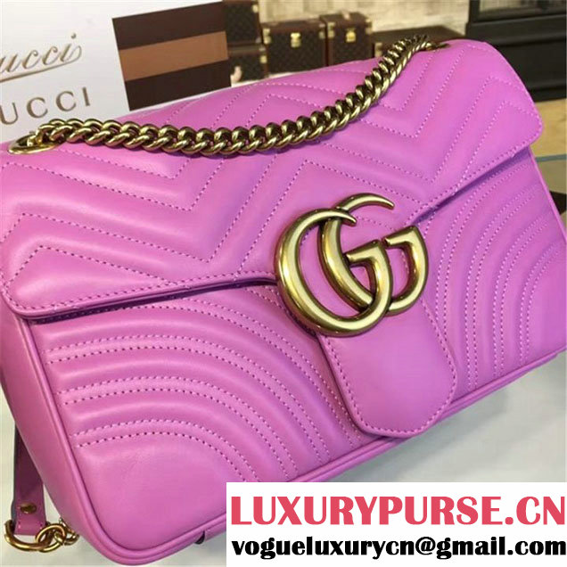 Gucci Marmont Matelassé Large Shoulder Bag Original Leather Fall Winter 2016 Collection Pink