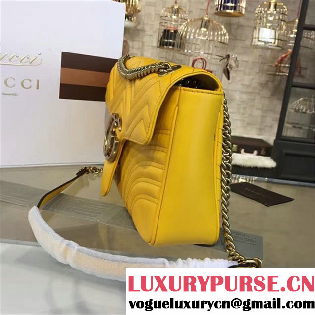 Gucci Marmont Matelassé Large Shoulder Bag Original Leather Fall Winter 2016 Collection Yellow