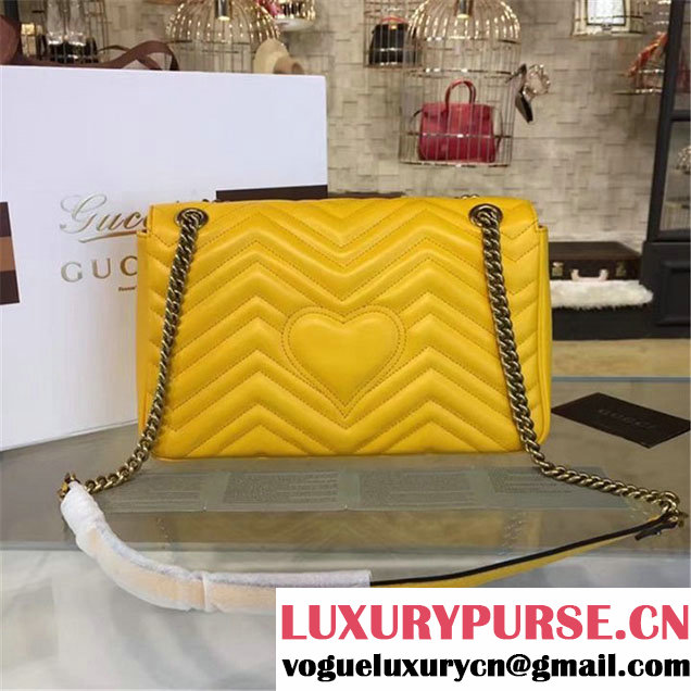 Gucci Marmont Matelassé Large Shoulder Bag Original Leather Fall Winter 2016 Collection Yellow