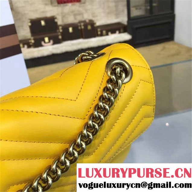 Gucci Marmont Matelassé Large Shoulder Bag Original Leather Fall Winter 2016 Collection Yellow