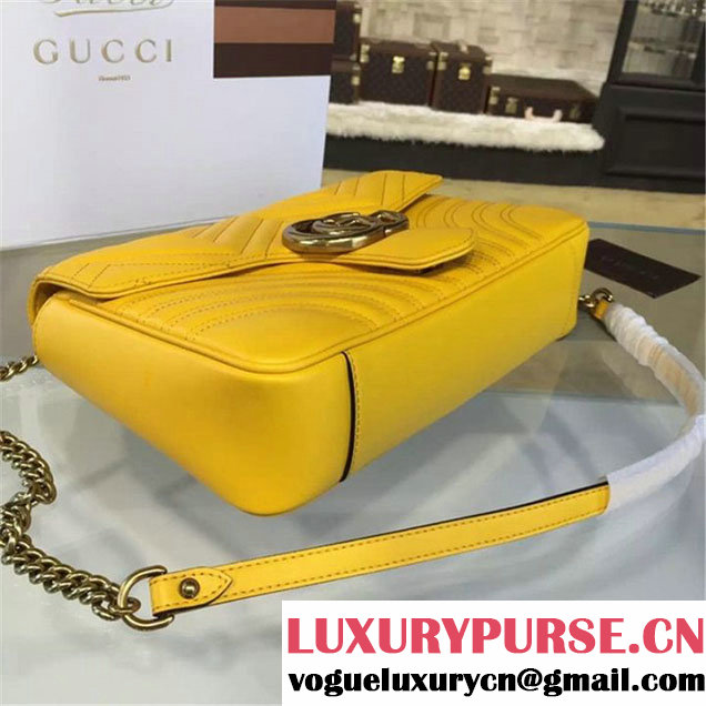 Gucci Marmont Matelassé Large Shoulder Bag Original Leather Fall Winter 2016 Collection Yellow