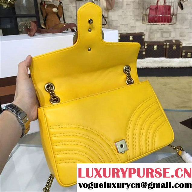 Gucci Marmont Matelassé Large Shoulder Bag Original Leather Fall Winter 2016 Collection Yellow