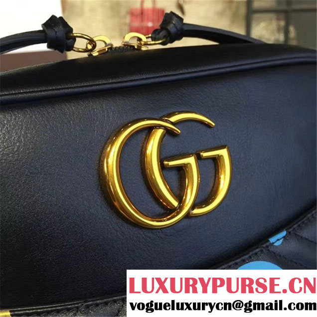 Gucci GG Ghost Alessandro Michele Marmont Matelassé Large Shoulder 27cm Bag Fall Winter 2016 Collection Black White