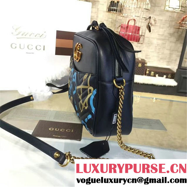 Gucci GG Ghost Alessandro Michele Marmont Matelassé Large Shoulder 27cm Bag Fall Winter 2016 Collection Black White