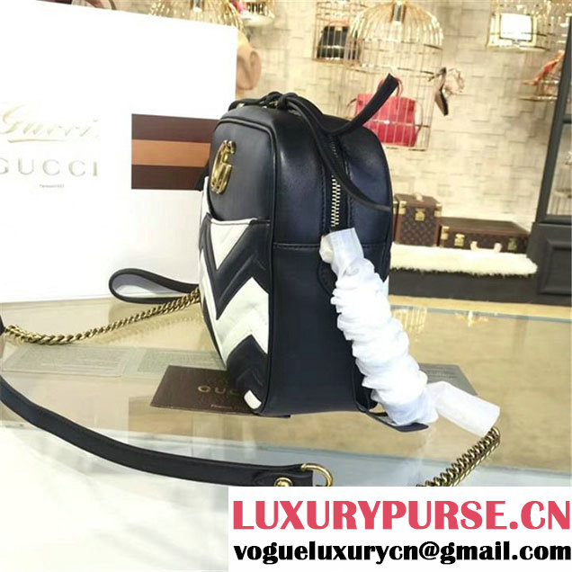 Gucci GG Marmont Matelassé Large Shoulder 27cm Bag Fall Winter 2016 Collection Black White