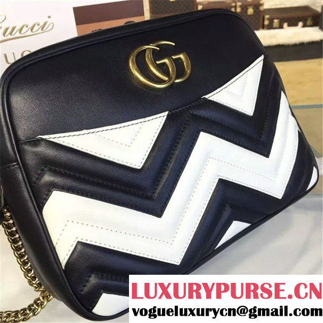 Gucci GG Marmont Matelassé Large Shoulder 27cm Bag Fall Winter 2016 Collection Black White