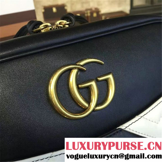 Gucci GG Marmont Matelassé Large Shoulder 27cm Bag Fall Winter 2016 Collection Black White