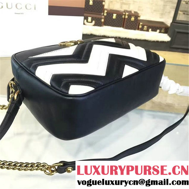 Gucci GG Marmont Matelassé Large Shoulder 27cm Bag Fall Winter 2016 Collection Black White