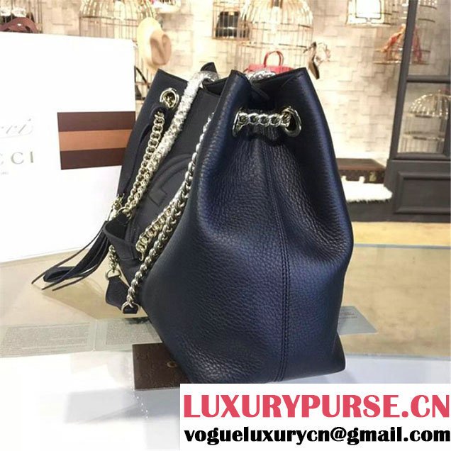 Gucci Soho Double Handle Satchel Chain Bag Original Leather Fall Winter 2016 Collection Black