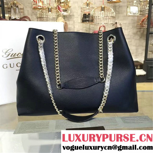 Gucci Soho Double Handle Satchel Chain Bag Original Leather Fall Winter 2016 Collection Black