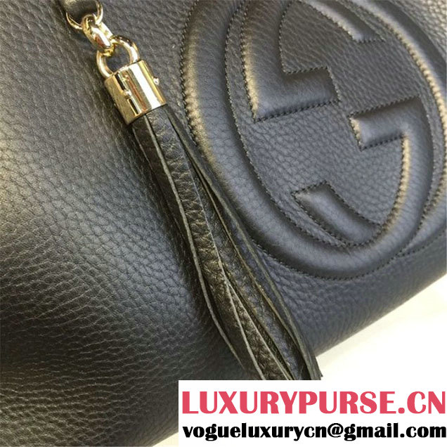 Gucci Soho Double Handle Satchel Chain Bag Original Leather Fall Winter 2016 Collection Black