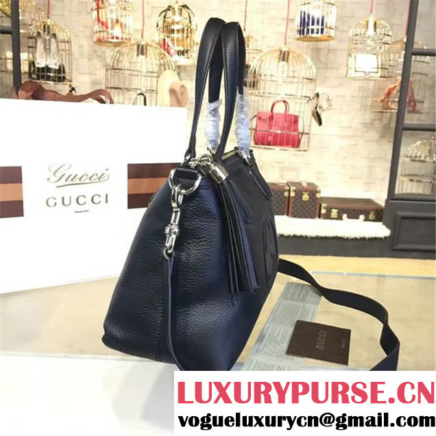 Gucci Soho Top Handle Satchel Bag Original Leather Fall Winter 2016 Collection Black