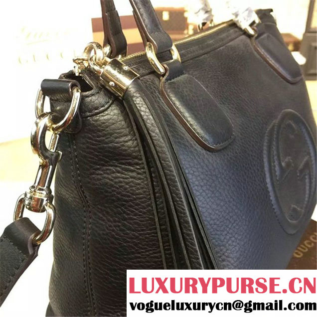 Gucci Soho Top Handle Satchel Bag Original Leather Fall Winter 2016 Collection Black