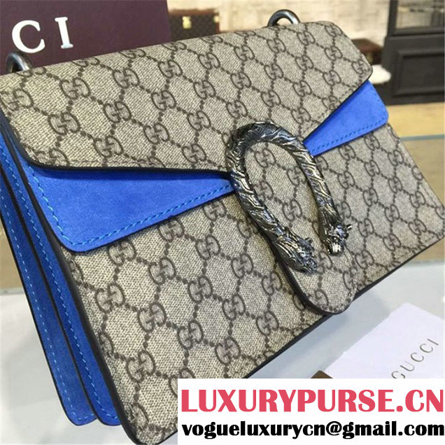 Gucci Dionysus GG Supreme Canvas Suede Shoulder Fall Winter 2016 Collection Light Blue