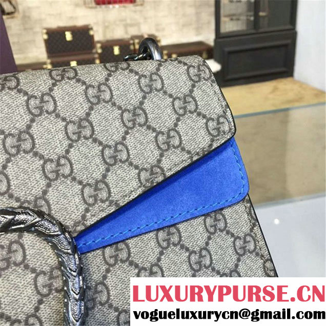 Gucci Dionysus GG Supreme Canvas Suede Shoulder Fall Winter 2016 Collection Light Blue