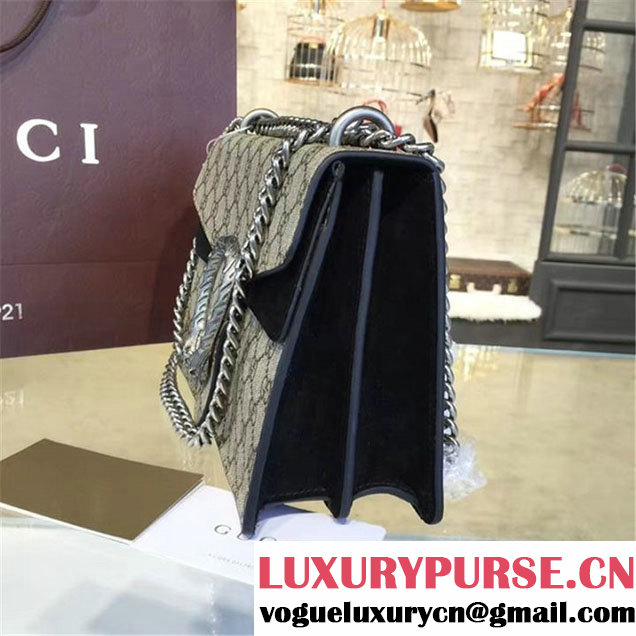 Gucci Dionysus GG Supreme Canvas Suede Shoulder Fall Winter 2016 Collection Black