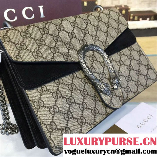 Gucci Dionysus GG Supreme Canvas Suede Shoulder Fall Winter 2016 Collection Black