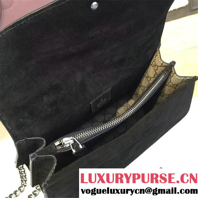 Gucci Dionysus GG Supreme Canvas Suede Shoulder Fall Winter 2016 Collection Black