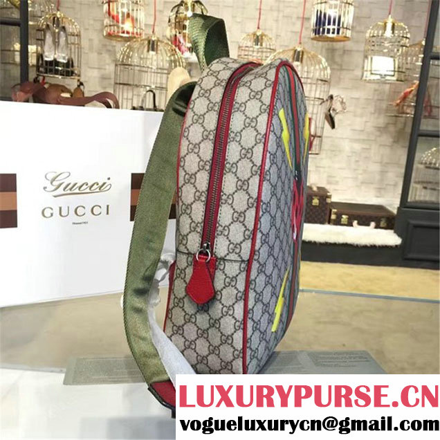 Gucci 'GG' Canvas Ladybug Backpack Original Leather Fall Winter 2016 Collection Beige & Red