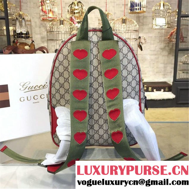 Gucci 'GG' Canvas Ladybug Backpack Original Leather Fall Winter 2016 Collection Beige & Red