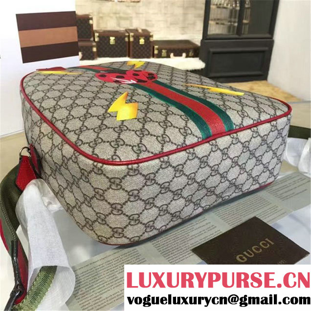 Gucci 'GG' Canvas Ladybug Backpack Original Leather Fall Winter 2016 Collection Beige & Red