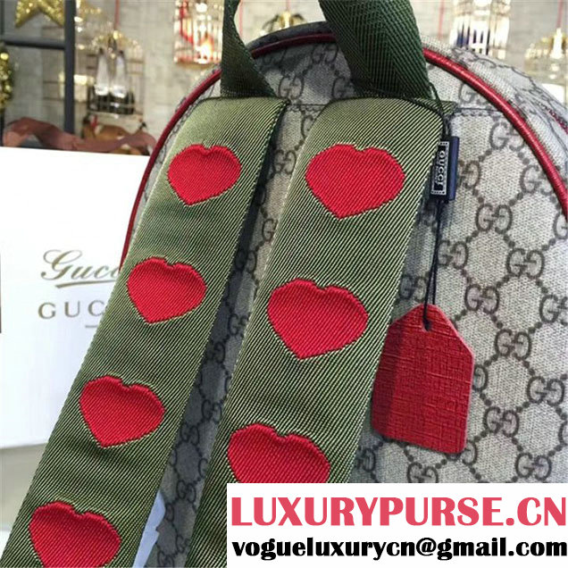 Gucci 'GG' Canvas Ladybug Backpack Original Leather Fall Winter 2016 Collection Beige & Red