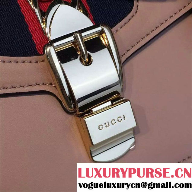 Gucci Sylvie Chain-Embellished Leather Medium Shoulder Bag Calfskin Leather Fall Winter 2016 Collection Beige