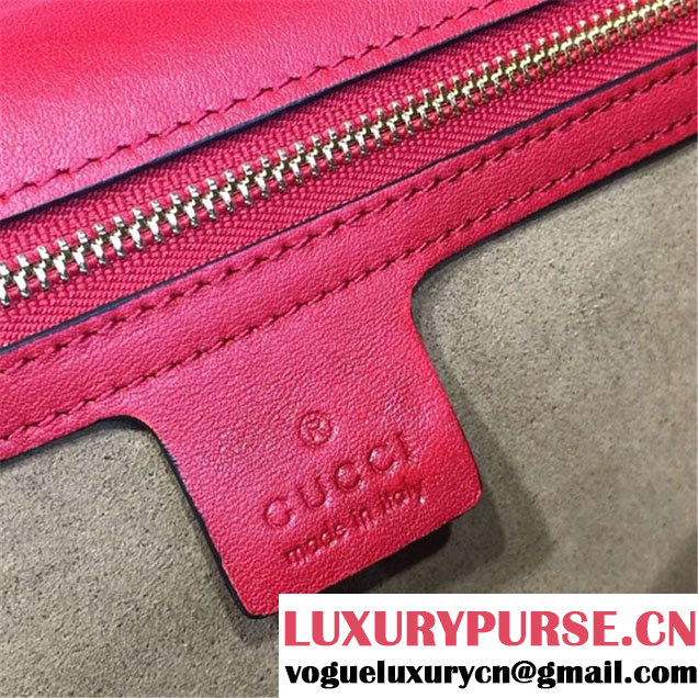 Gucci Sylvie Chain-Embellished Leather Medium Shoulder Bag Calfskin Leather Fall Winter 2016 Collection Red