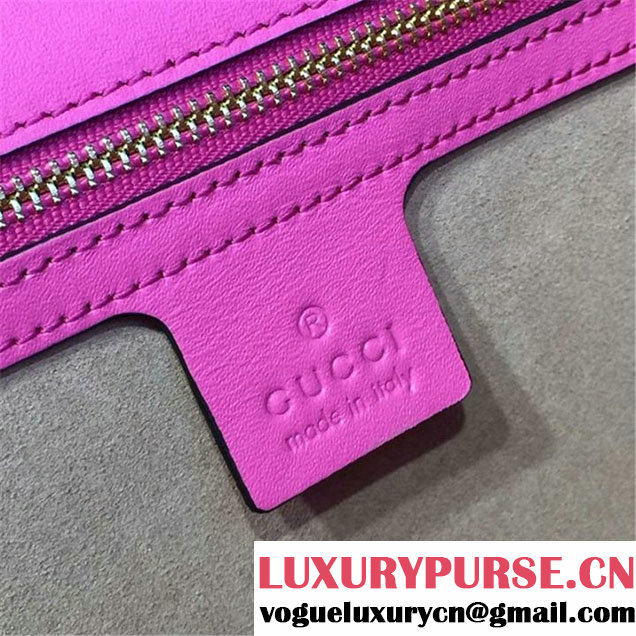 Gucci Sylvie Chain-Embellished Leather Large Shoulder Bag Calfskin Leather Fall Winter 2016 Collection Pink