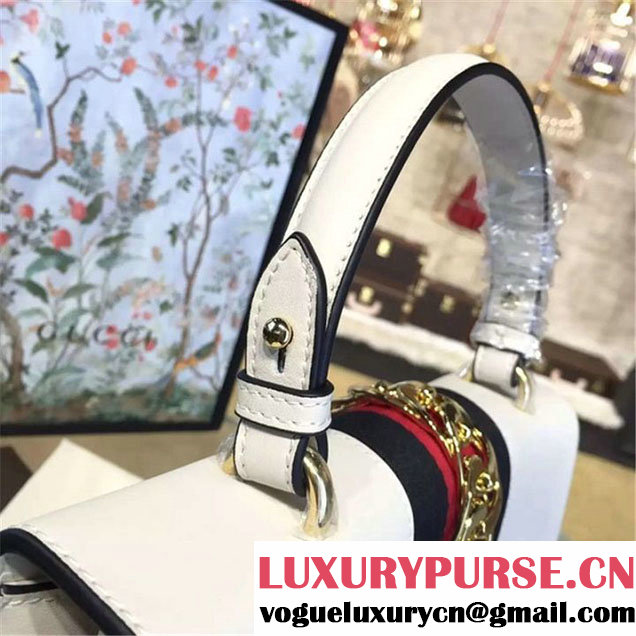 Gucci Sylvie Chain-Embellished Leather Large Shoulder Bag Calfskin Leather Fall Winter 2016 Collection White
