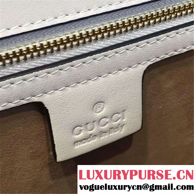 Gucci Sylvie Chain-Embellished Leather Large Shoulder Bag Calfskin Leather Fall Winter 2016 Collection White