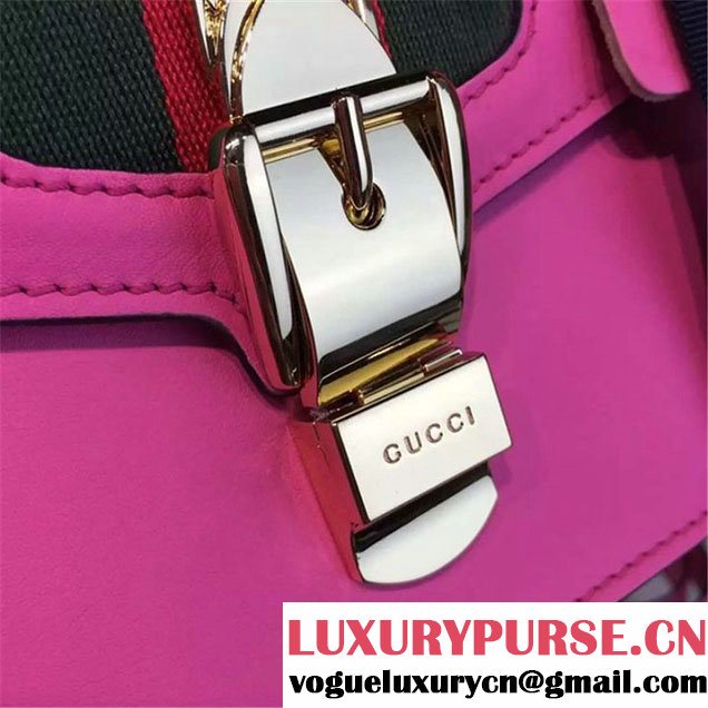 Gucci Sylvie Chain-Embellished Leather Medium Shoulder Bag Calfskin Leather Fall Winter 2016 Collection Pink