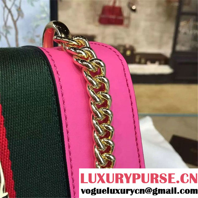 Gucci Sylvie Chain-Embellished Leather Mini Shoulder Bag Calfskin Leather Fall Winter 2016 Collection Pink
