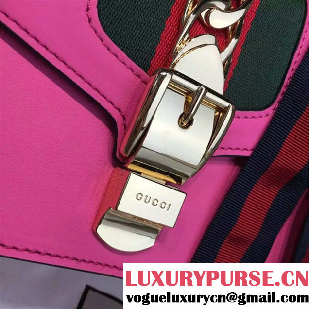 Gucci Sylvie Chain-Embellished Leather Mini Shoulder Bag Calfskin Leather Fall Winter 2016 Collection Pink