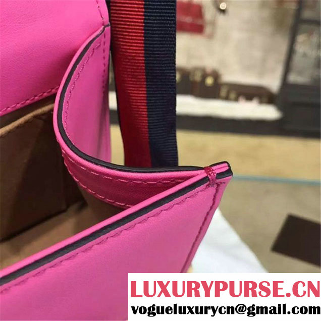 Gucci Sylvie Chain-Embellished Leather Mini Shoulder Bag Calfskin Leather Fall Winter 2016 Collection Pink