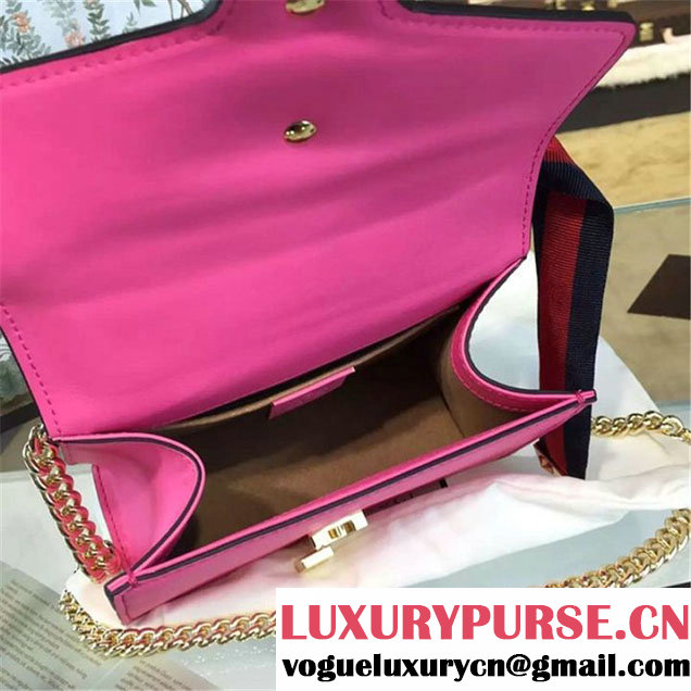 Gucci Sylvie Chain-Embellished Leather Mini Shoulder Bag Calfskin Leather Fall Winter 2016 Collection Pink
