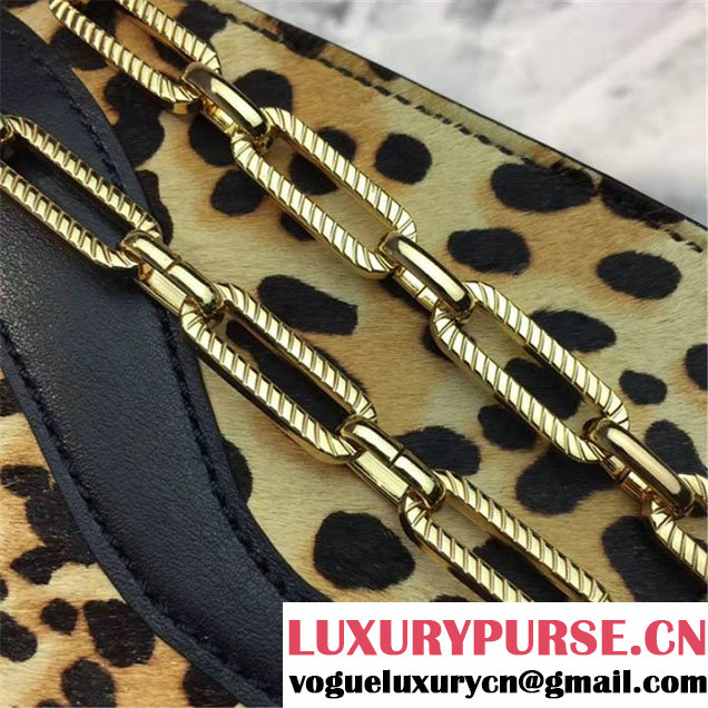 Gucci Iside Top Handle 25cm Bag Leopard Hair Calfskin Leather Pre-Fall 2017 Bag Collection Black