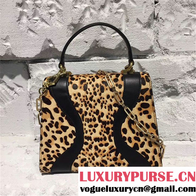 Gucci Iside Top Handle 25cm Bag Leopard Hair Calfskin Leather Pre-Fall 2017 Bag Collection Black
