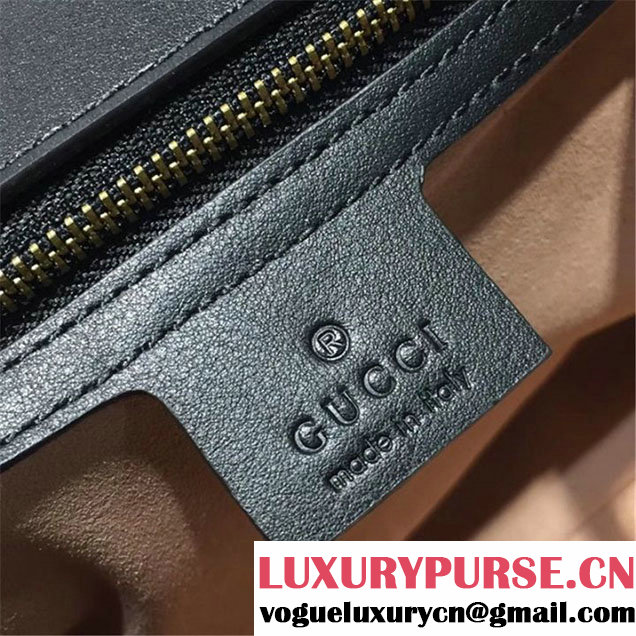 Gucci Iside Top Handle 25cm Bag Leopard Hair Calfskin Leather Pre-Fall 2017 Bag Collection Black