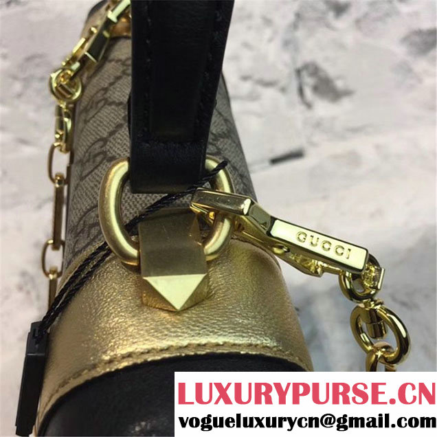 Gucci Iside Top Handle 25cm Bag GG Supreme Calfskin Leather Snakeskin Pre-Fall 2017 Bag Collection Black