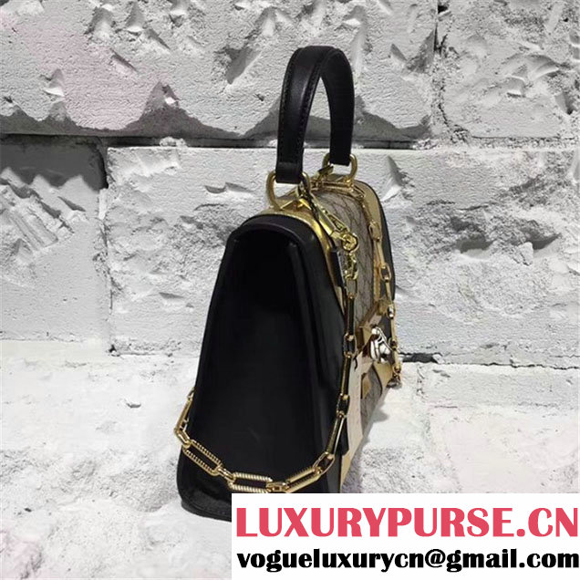Gucci Iside Top Handle 25cm Bag GG Supreme Calfskin Leather Snakeskin Pre-Fall 2017 Bag Collection Black